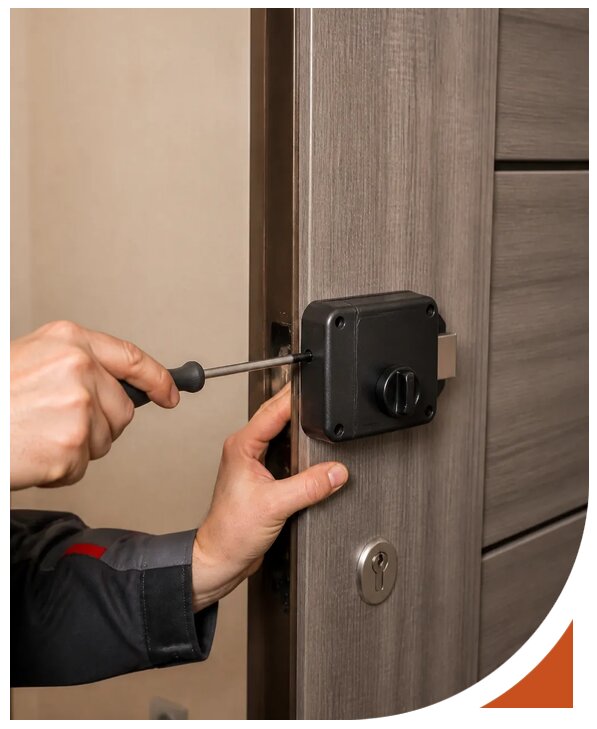 Профессиональная установка накладного замка на дверь в Березниках
